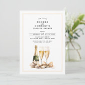 Invitation Elégante aquarelle Champagne Bow Couples Douche (Debout devant)