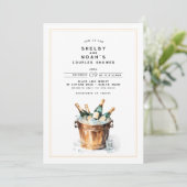 Invitation Elégante aquarelle Champagne Toast Couples Douche (Debout devant)