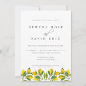 Invitation Elégante aquarelle Citron calligraphie Mariage (Devant)