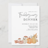 Invitation Elégante aquarelle Citrouille Dîner d'action (Devant)