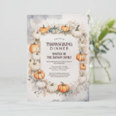 Invitation Elégante Aquarelle Citrouille Thanksgiving Dîner (Debout devant)