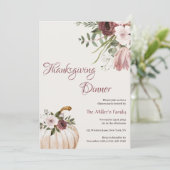 Invitation Elégante Aquarelle Citrouille Thanksgiving Dîner (Debout devant)