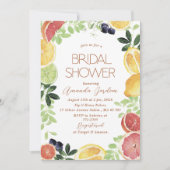 Invitation Elégante aquarelle Citrus douche nuptiale (Devant)