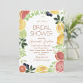 Invitation Elégante aquarelle Citrus douche nuptiale (Debout devant)