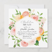 Invitation Elégante aquarelle Citrus rose Fleurs Graduation (Devant)