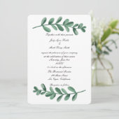 Invitation Elégante aquarelle classique Vert Feuilles Invitat (Debout devant)