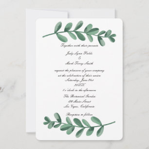 Invitation Elégante aquarelle classique Vert Feuilles Invitat