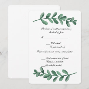 Invitation Elégante aquarelle classique Vert Feuilles réponse