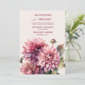 Invitation Elégante Aquarelle Corail Et Mariage Dahlia Rose (Debout devant)