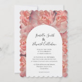Invitation Elégante aquarelle Coral rose Rose Rose Mariage fl (Devant)