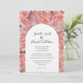 Invitation Elégante aquarelle Coral rose Rose Rose Mariage fl (Debout devant)
