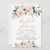 Invitation Elégante aquarelle couleur bleu Fête des mariées f (Devant)