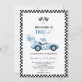 Invitation Elégante aquarelle course voiture 2e fête d'annive (Devant)