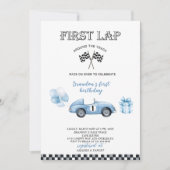 Invitation Elégante aquarelle course voiture première fête d' (Devant)