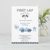 Invitation Elégante aquarelle course voiture première fête d' (Debout devant)