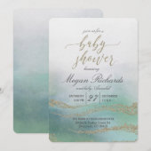 Invitation Elégante aquarelle dans Ocean Baby shower Invitati (Devant / Derrière)