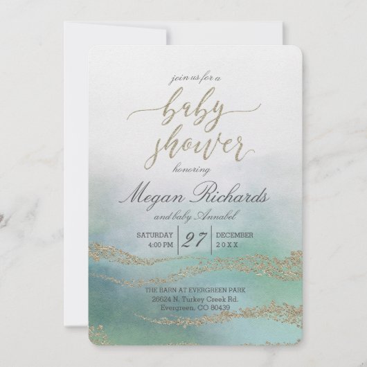 Invitation Elégante aquarelle dans Ocean Baby shower Invitati (Devant)