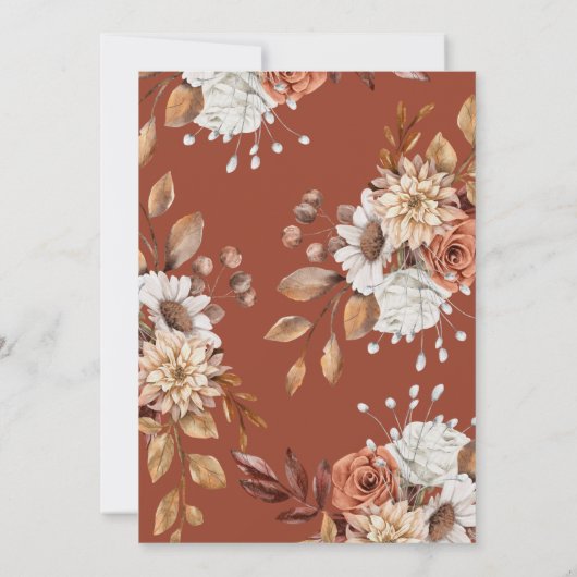 Invitation Elégante aquarelle d'automne Flora Mariage en terr (Dos)