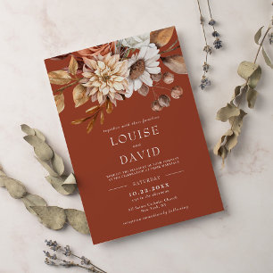 Invitation Elégante aquarelle d'automne Flora Mariage en terr