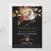 Invitation Elégante aquarelle de automne Floral sur Black Par (Devant)