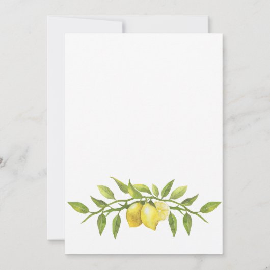 Invitation Elégante Aquarelle de citron vert PARTI ENGAGEMENT (Dos)