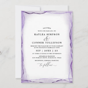 Invitation Élégante Aquarelle de Mariage Abstrait Lavande