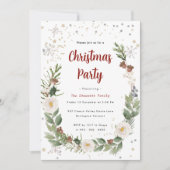 Invitation Elégante Aquarelle de Noël Floral Fête (Devant)