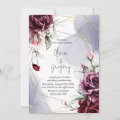 Invitation Elégante aquarelle de Roses Rouges Bourgogne (Devant)