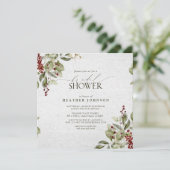 Invitation Elégante aquarelle d'hiver Fête des mariées de Ber (Debout devant)