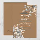 Invitation Elégante aquarelle d'hiver fleurie (Devant / Derrière)