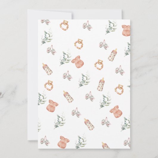 Invitation Elégante aquarelle Douce bébé Baby shower fille (Dos)