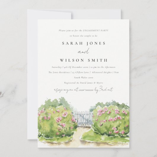 Invitation Elégante Aquarelle douce Cottage Fiançailles de ja (Devant)