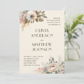 Invitation Elégante aquarelle douce jardin mariage (Debout devant)