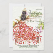 Invitation Elégante aquarelle Dreamy Robe Rouge Quinceañera (Devant)