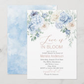 Invitation Elégante aquarelle Dusty Blue Flowers Bridal Showe (Devant / Derrière)