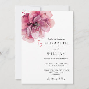 Invitation Elégante aquarelle Dusty Rose Floral Mariage