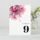 Invitation Elégante aquarelle Dusty Rose Floral Numéro de tab (Debout devant)