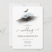 Invitation Elégante aquarelle Eagle Mountains Script Mariage (Devant)