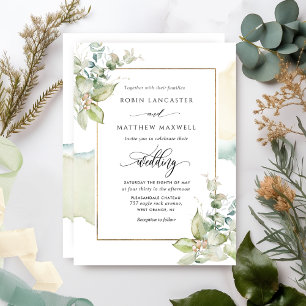 Invitation Elégante aquarelle et verdure Eucalyptus Mariage