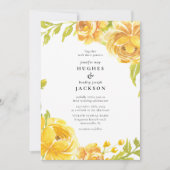Invitation Elégante aquarelle été Jaune Mariage floral (Devant)