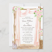 Invitation Elégante aquarelle extérieure rose Mariage floral (Devant)