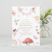 Invitation Elégante aquarelle Fairy Fleur sauvage Jardin bébé (Debout devant)