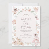 Invitation Elégante aquarelle Fairy Premier anniversaire Baby (Devant)