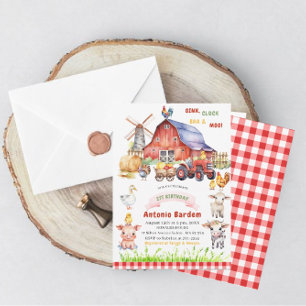 Invitation Elégante aquarelle ferme bébé 2ème anniversaire