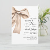 Invitation Elégante aquarelle Fête des mariées Bow Beige (Debout devant)