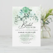 Invitation Elégante aquarelle Fête des mariées de fleurs vert (Debout devant)