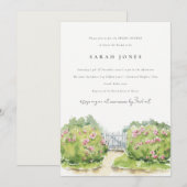 Invitation Elégante aquarelle Fête des mariées de jardin (Devant / Derrière)