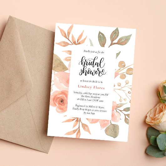 Invitation Elégante aquarelle Fête des mariées de verdure fle