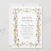 Invitation Elégante aquarelle Fête des mariées Fleurs sauvage (Devant)