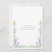 Invitation Elégante aquarelle Fête des mariées Fleurs sauvage (Dos)